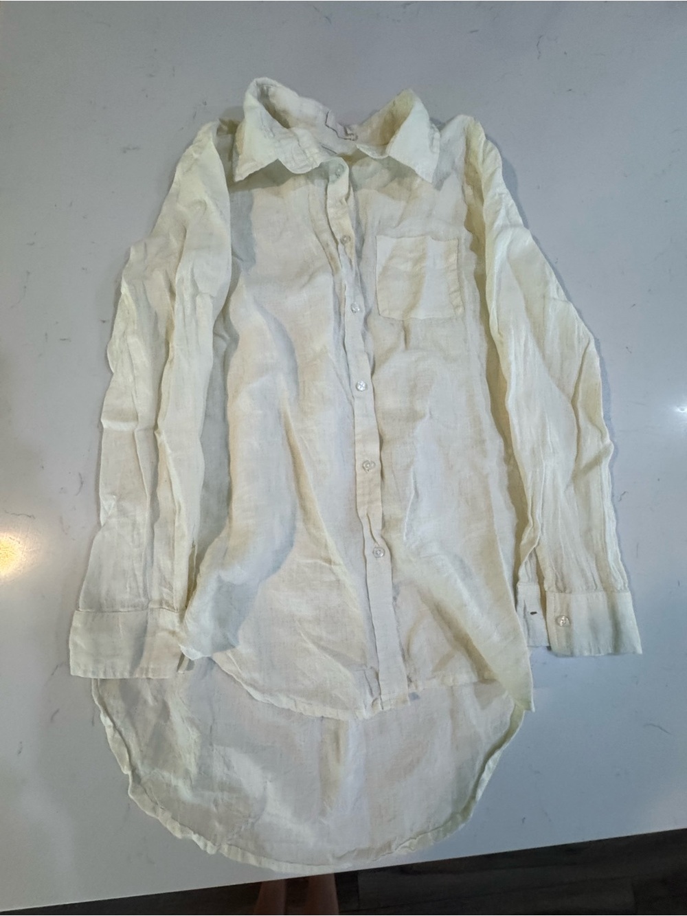Women’s Monday cover up Linen Button-Up Shirt in Off-White